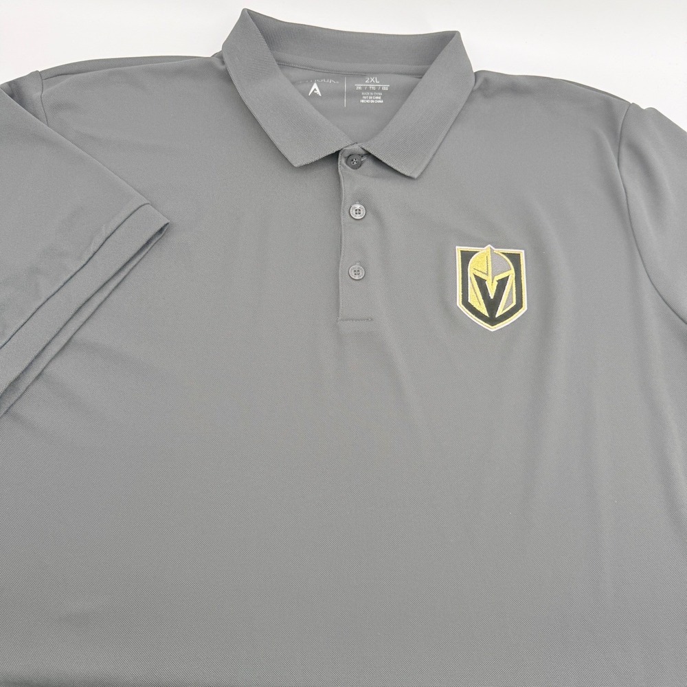 Vegas Golden Knights NHL Polo Shirt Antigua Mens 2XL Grey Short Sleeve